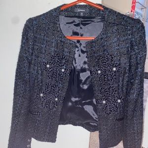 Xs boucle express jacket, black w silver buttons